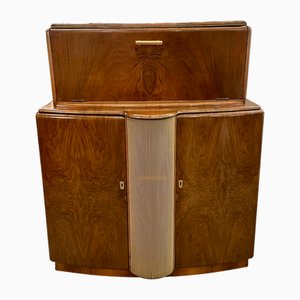 Art Deco Rivington Nussholz Barschrank, 1930er