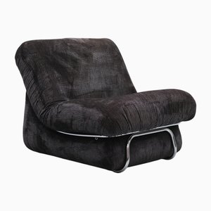 Italian Chenille Lounge Chair, 1970s