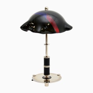 Vintage Swedish Glass and Chrome Table Lamp, 1970