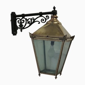 Grande Lanterne Suspendue au Mur en Laiton, 1950s