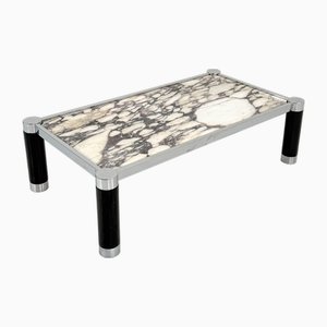 Postmodern Coffee Table with Calacatta Violetta Marble, 1980s