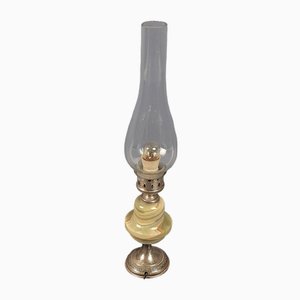 Tischlampe aus 800 Silber, Marmor, Onyx und Glas, 1930er