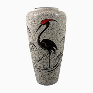 Große Bodenvase mit Kranich Dekoration, BRD, 1960er