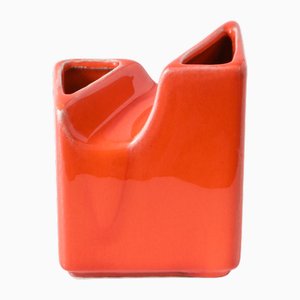 Orangefarbene Modernistische Keramikvase von Sicart, 1970er