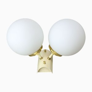 Italienische Vintage Wandlampe aus Messing & Opalglas