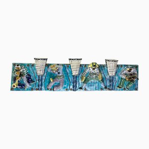 Panel with 7 Tiles and Lights in Ceramic from San Polo, Italy, 1950s