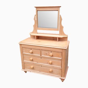 Stripped Pine Dressing Table with Drawers and Adjustable Mirror, 1890s