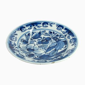 Piatto grande in ceramica blu e bianca, Olanda, XVIII secolo