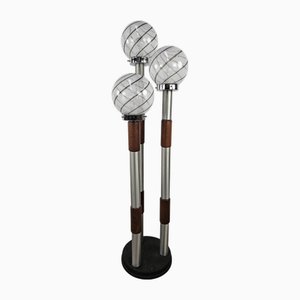 Lámpara de pie en forma de remolino Mid-Century de cristal de Murano con tres puntos de luz, años 70