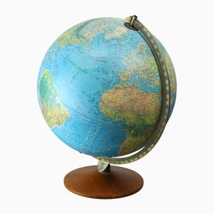 Globe Terrestre Vintage en Verre Illuminé, 1090s