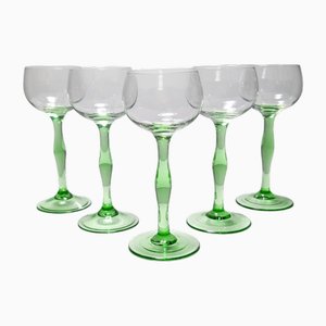 Art Nouveau Handmade Wine Glasses in the style of Peter Behrens, 1900s, Set of 5