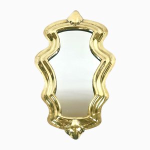 Antique Polished Wall Mirror in Brass, 19th Century