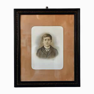 E. Oberlé, Junger Mann, 1900, Zeichnung auf Papier, gerahmt