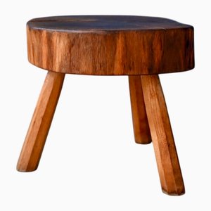 Brutalist Primitive Tripod Stool in Thick Wood