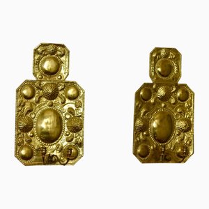 Large Swedish Brass Sconces, Set of 2