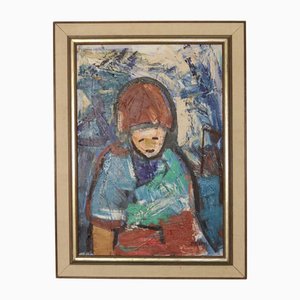 Gösta Falck, Figura, 1960, Pintura al óleo grande, Enmarcado
