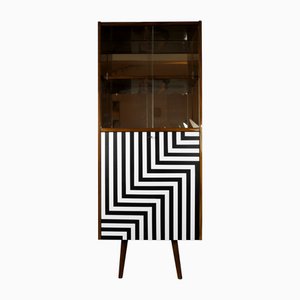 Polnisches Glasgehäuse mit Bar in Op Art Motiv, 1973