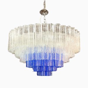 Lampadario Tronchi in vetro di Murano blu e trasparente di Simoeng