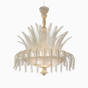 Lampadario in stile veneziano in vetro di Murano bianco e oro di Simoeng