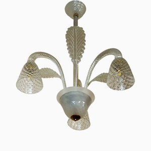 Vintage Art Deco Chandelier in Murano Blown Glass, 1930s