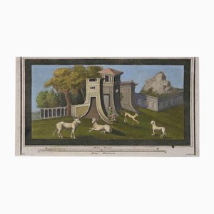 Giuseppe Aloja, Roman Fresco with Animals, Etching, 18th Century