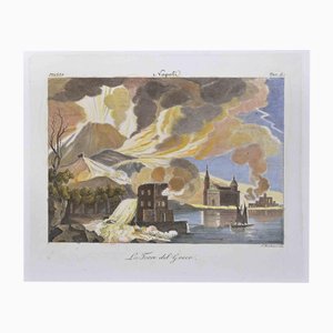 Achille Parboni, Greco Tower, Neapel, Radierung, 19. Jh.