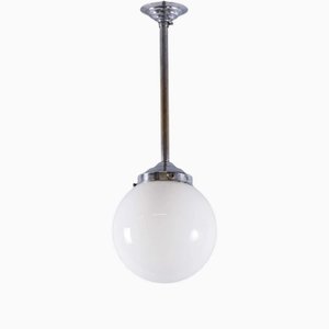 French Opal Glass Tabac Pendant Lamp, 1950s