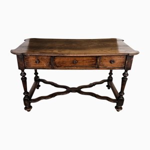 Bureau Console Antique en Noyer Sculpté, Italie