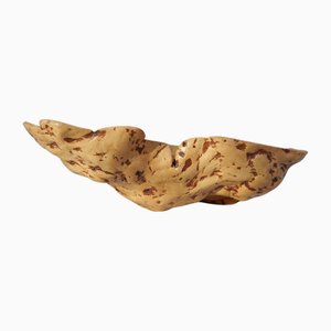 Large Swedish Folk Art Burl Curly Birch Bowl, 1980s