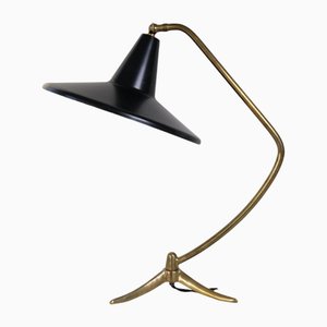 Swedish Modern Tripod Brass Table Lamp, 1950