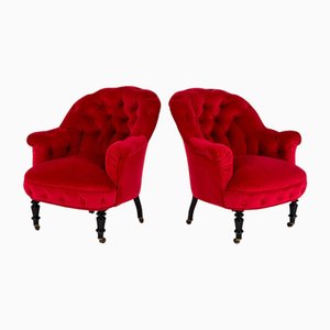 French Velvet Button Back Armchair