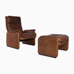 Poltrona DS-50 e poggiapiedi in pelle, anni '70