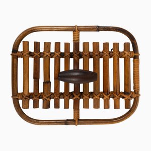 Portemanteau Mid-Century en Bambou et Rotin attribué à Olaf Von Bohr, Italie, 1960s