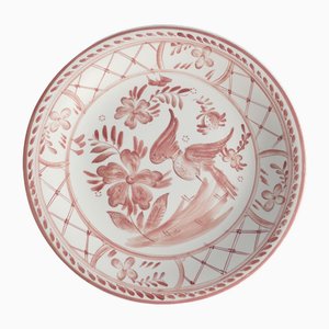 Folk Art Dish with Red Floral Motif by Ilse Claesson for Rörstrand, Sweden, 1930s