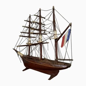 Maqueta de un barco francés de tres mástiles Cancale del siglo XIX