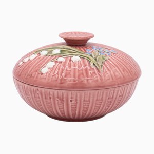Scodella antica Lilly of the Valley rosa in maiolica di SMF Schramberg, anni '20