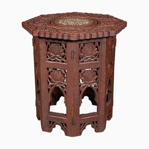 Tavolino ornamentale vintage in teak birmano, 1940