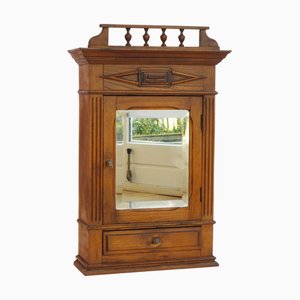 Small Carved Wooden Wall Apothecary Cabinet