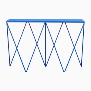 Giraffe Console Table with Natural Linoleum Top in Blueberry by &New