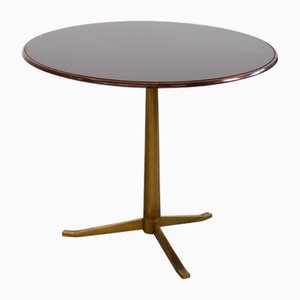 Vintage Round Coffee Table in Walnut and Crystal by Osvaldo Borsani, 1960s