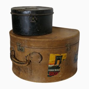 Boîte à Chapeaux en Cuir et Un en Métal, 1890s, Set de 2