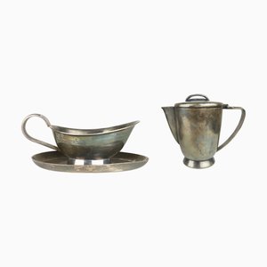 Pot à Lait et Saucière en Plaqué Argent par Gio Ponti pour Calderoni, 1930s, Set de 2
