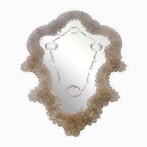 Miroir Mural avec Cadre en Verre de Murano attribué à Barovier et Toso de Barovier & Toso, 1970s