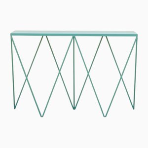 Giraffe Console Table with Natural Linoleum Top in Turquoise by &New