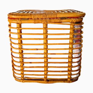 Mid-Century Bamboo & Rattan Basket, 1950s