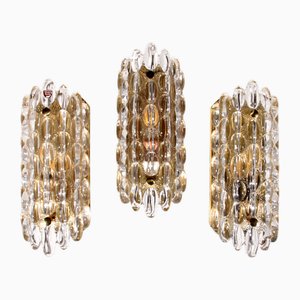 Crystal Waterdrop Wall Lamps by Carl Fagerlund for Orrefors, 1960, Set of 3