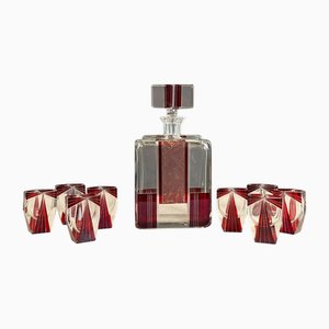 Art Deco Dekanter Likör Set aus Kristallglas von Bohemia, 1930er, 9