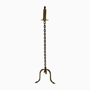 Gilt Metal Chain Link Floor Lamp in the style of Franz West, 1970s