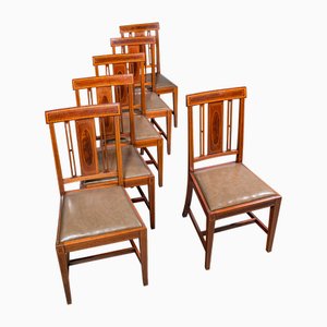 Antique English Walnut Dining Room Chairs, 1910s, Set of 6