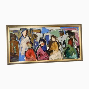 Gösta Falck, Gathering, 1960er, Öl auf Leinwand, Gerahmt